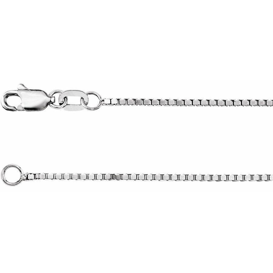 1mm Box Chain White Gold