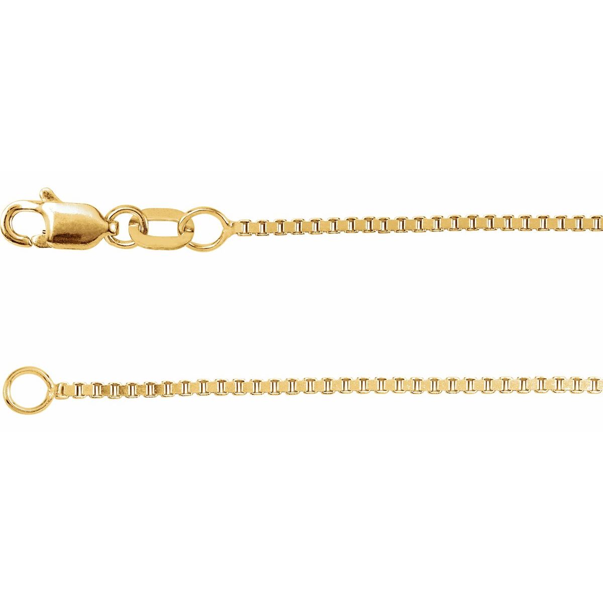 1mm Box Chain Yellow Gold
