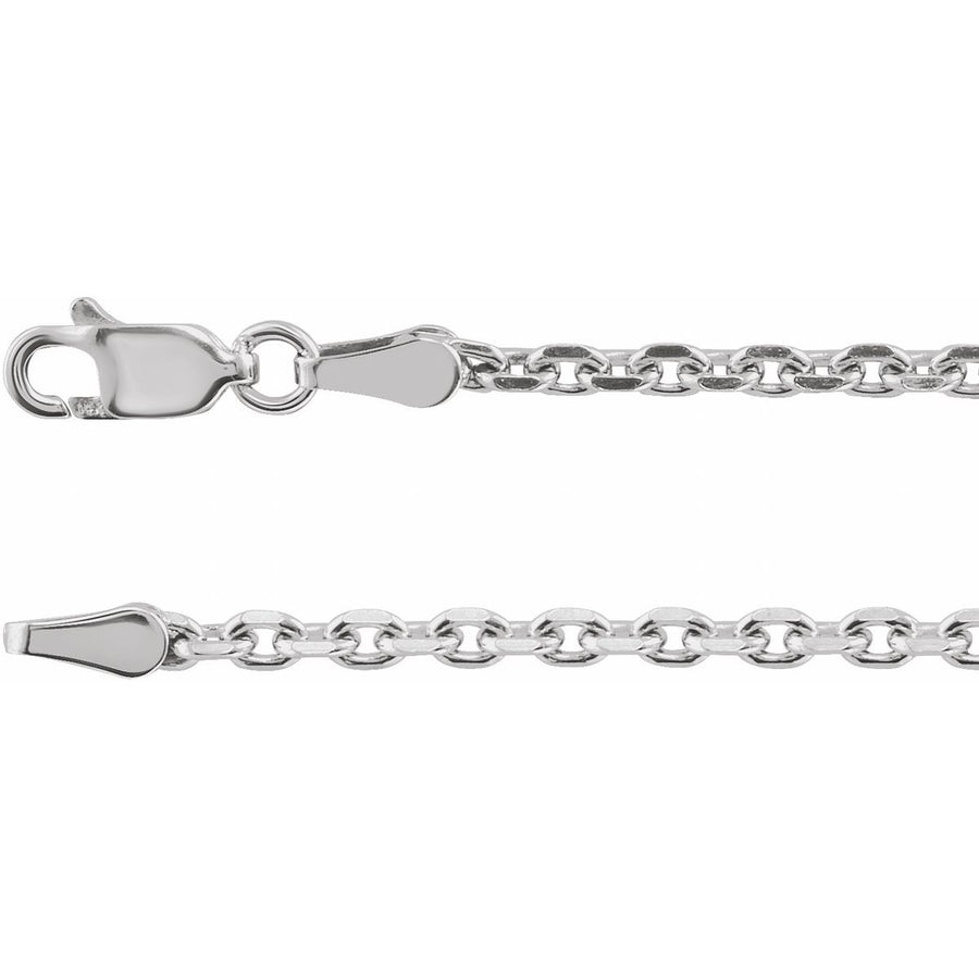 2.5mm Cable Chain White Gold