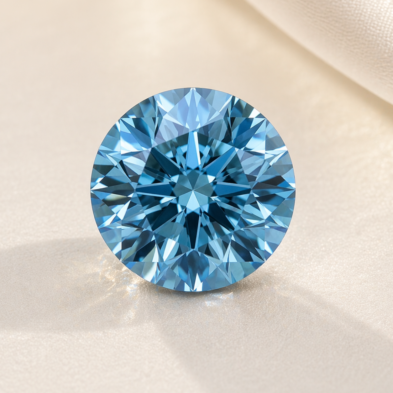 Blue round diamond on ivory