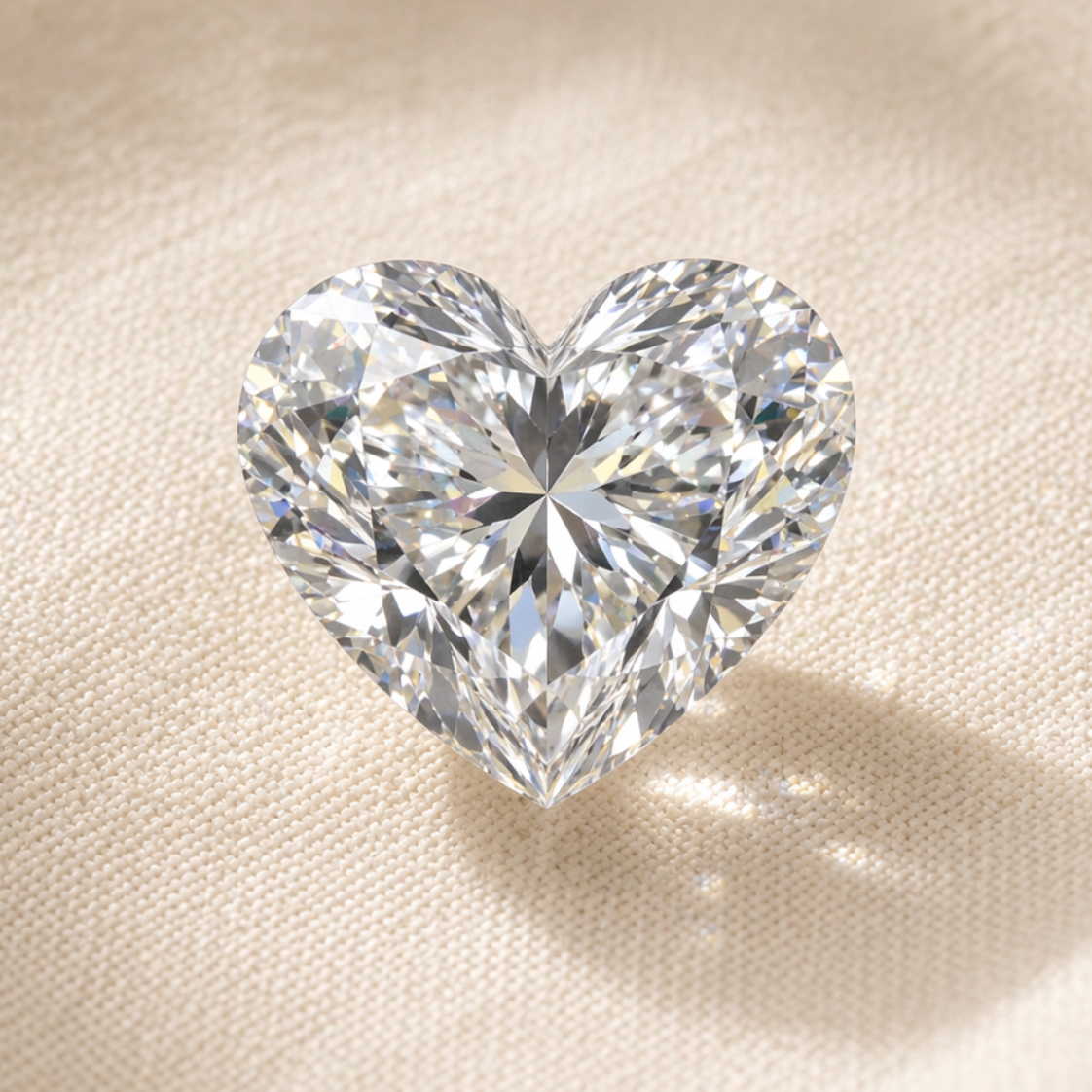 Heart-shaped diamond on a beige background