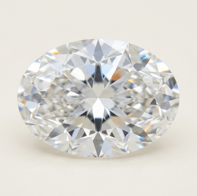 Oval diamond on light ivory background