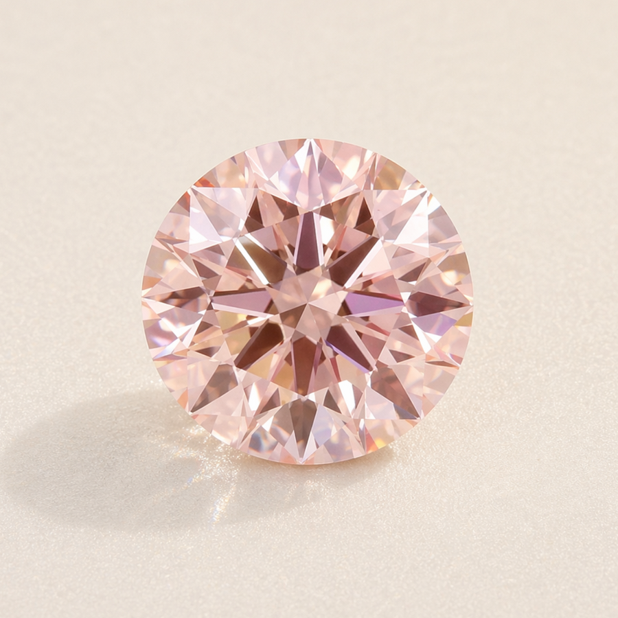 Round pink diamond on a light beige background
