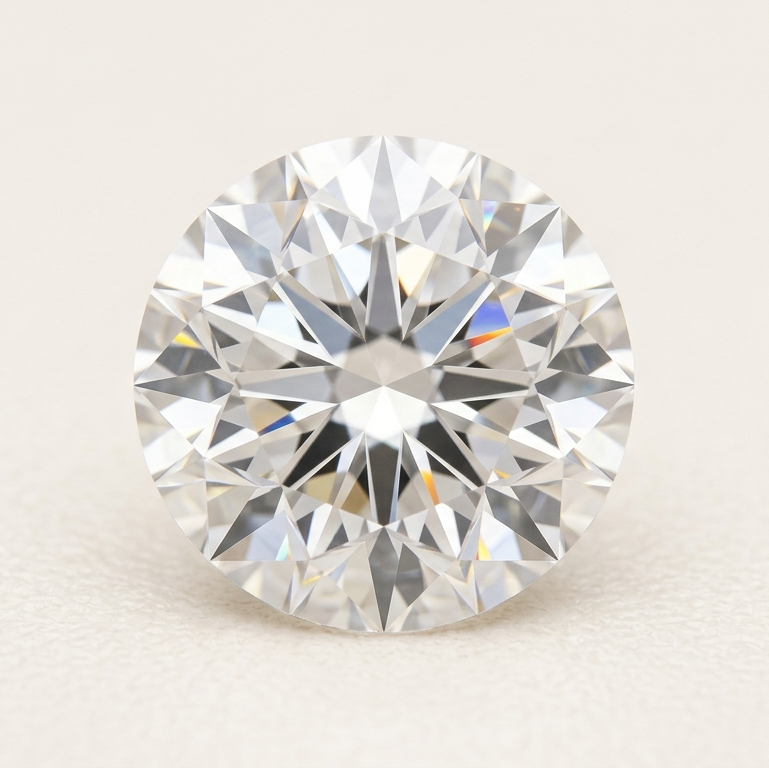 Round diamond on a light beige background